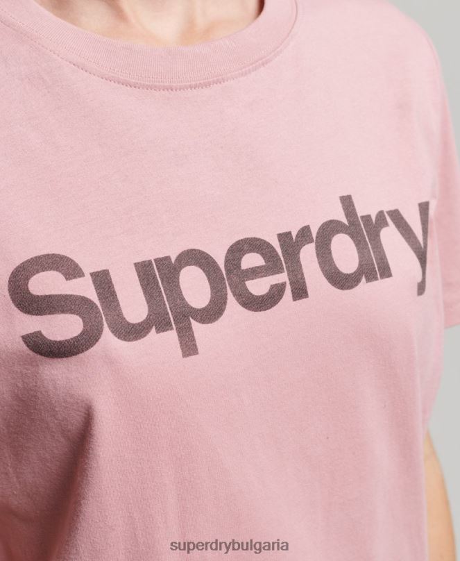 Superdry облекло N00H2811 розово Жени тениска с лого от органичен памук