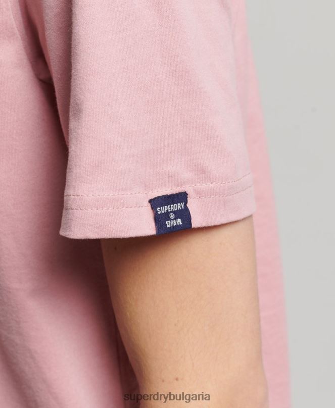 Superdry облекло N00H2811 розово Жени тениска с лого от органичен памук