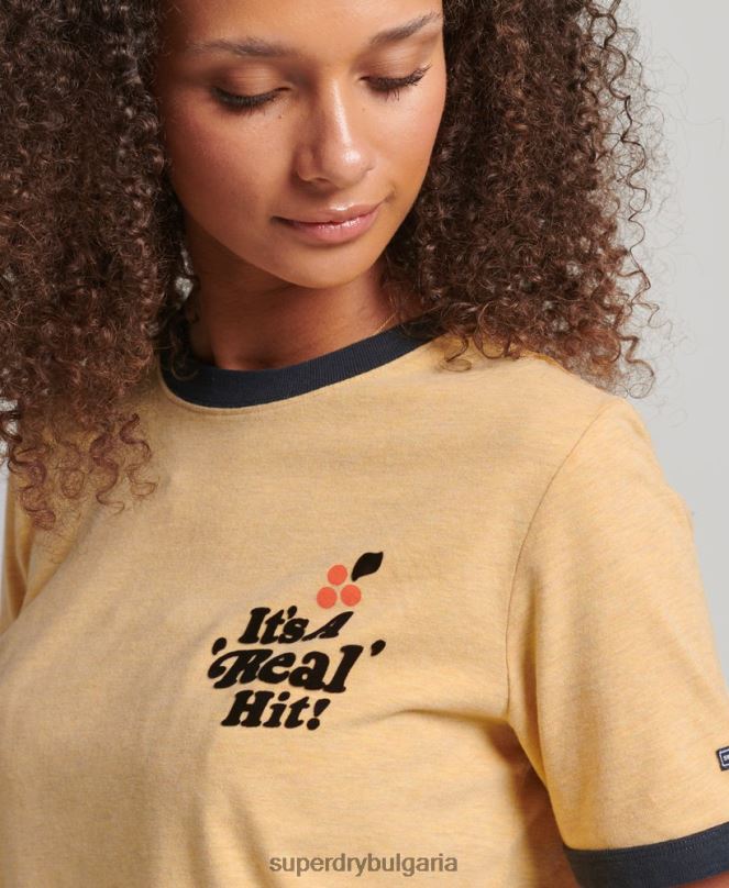Superdry облекло N00H2813 жълто Жени купър носталгия тениска