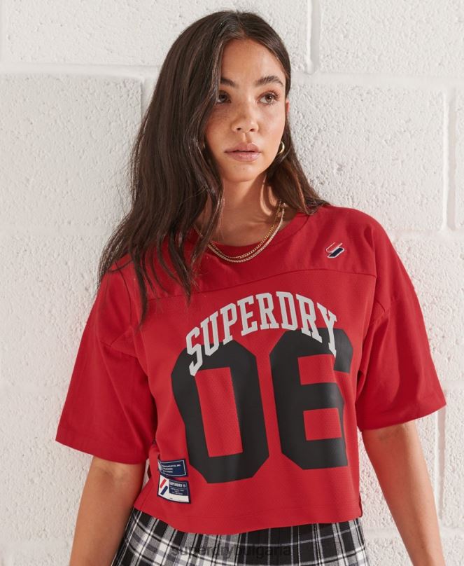 Superdry облекло N00H2814 червен Жени квадратна тениска с университетска арка