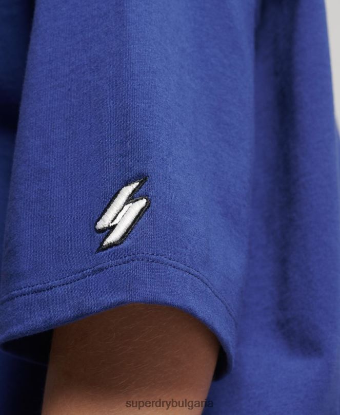 Superdry облекло N00H2815 военноморски флот Жени квадратна тениска с бродирано микро лого
