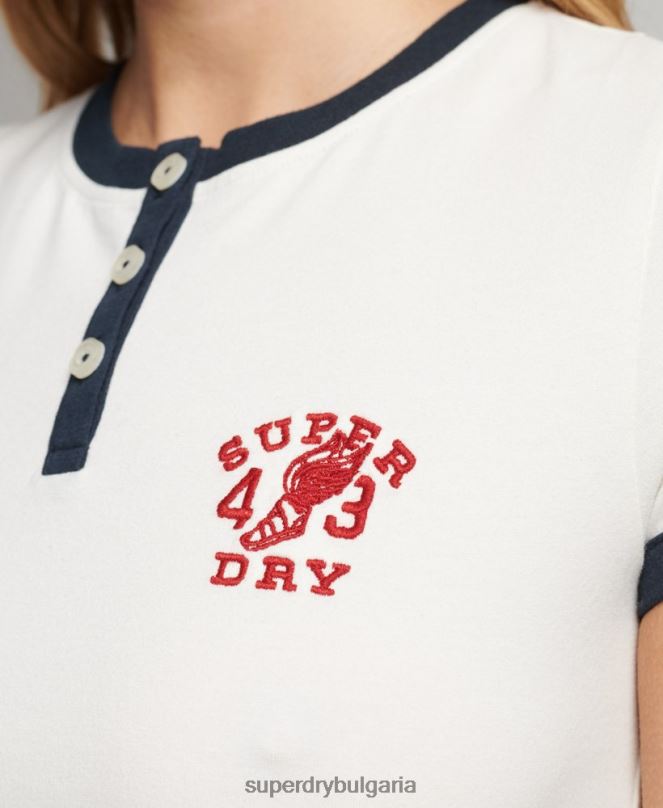 Superdry облекло N00H2817 бяло Жени мъничка тениска тип ретро ringer