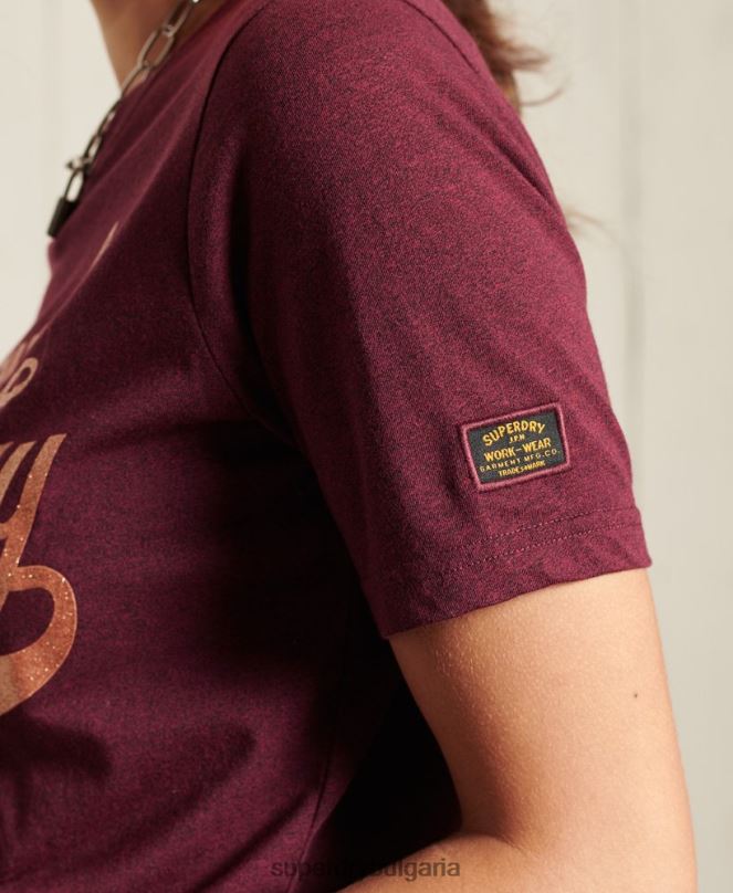Superdry облекло N00H2818 червен Жени тениска с блясък