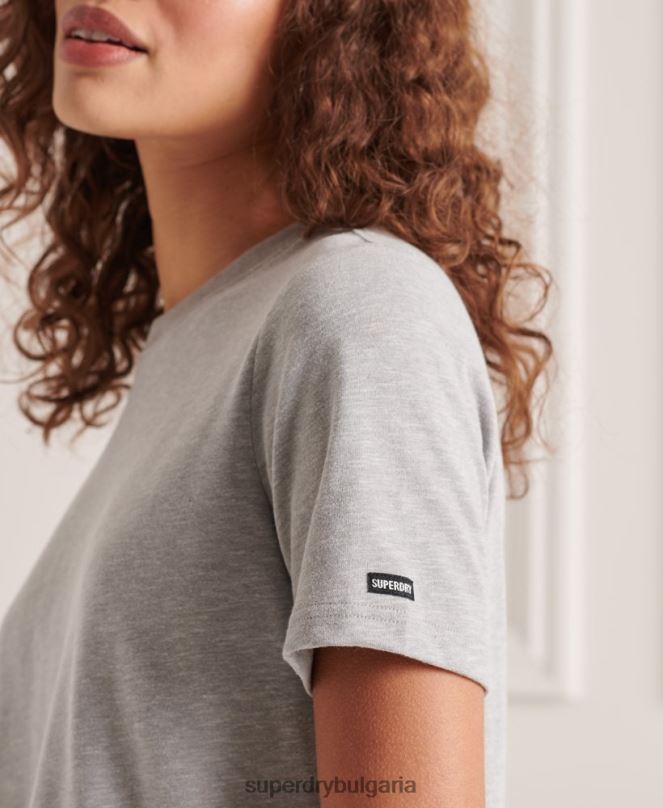 Superdry облекло N00H2821 светло сив Жени автентична тениска от органичен памук