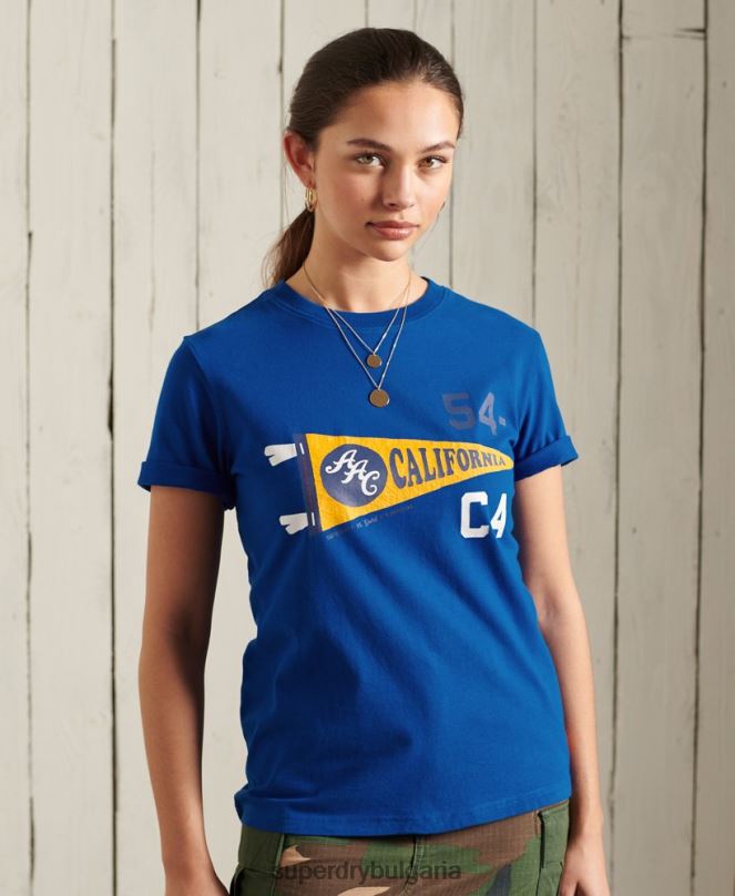 Superdry облекло N00H2825 син Жени графична тениска на атлетическа асоциация на калифорния
