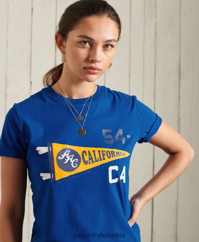 Superdry облекло N00H2825 син Жени графична тениска на атлетическа асоциация на калифорния