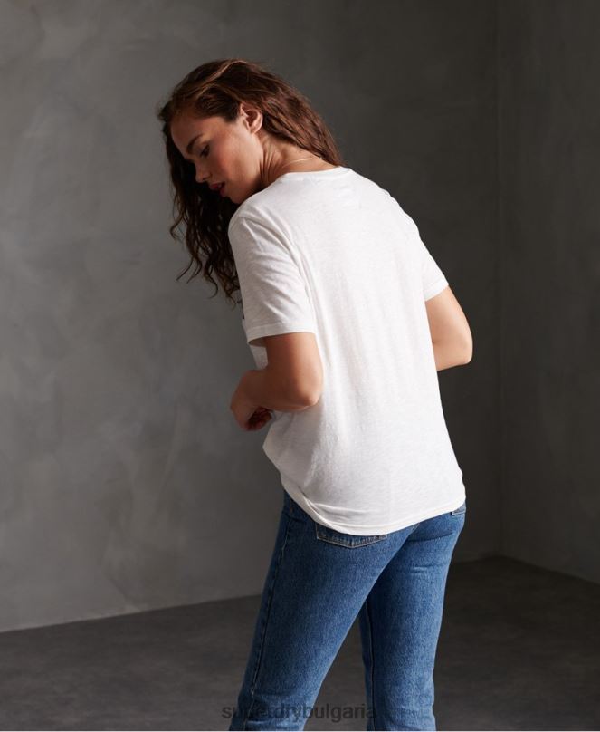 Superdry облекло N00H2830 бяло Жени тениска с ретро райета