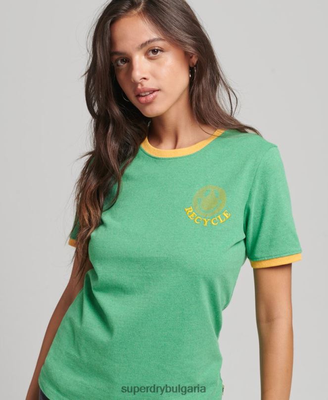 Superdry облекло N00H2831 зелено Жени рециклирана тениска на звънене