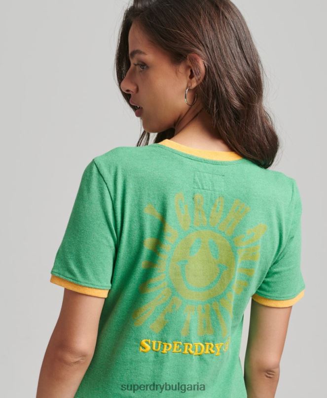 Superdry облекло N00H2831 зелено Жени рециклирана тениска на звънене