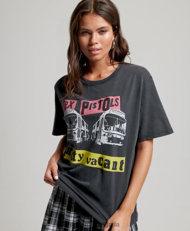 Superdry облекло N00H2832 черен Жени тениска с лимитирана серия секс пистолети