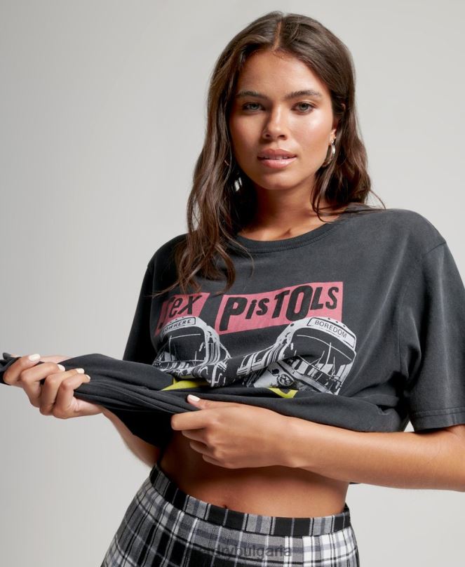 Superdry облекло N00H2832 черен Жени тениска с лимитирана серия секс пистолети