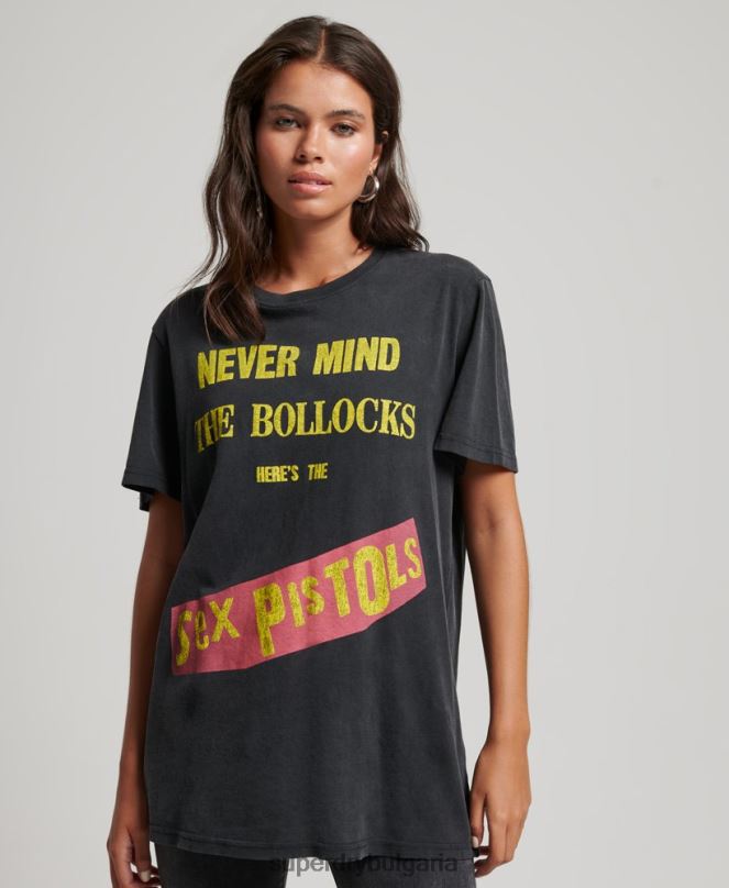 Superdry облекло N00H2833 черен Жени тениска с лимитирана серия секс пистолети