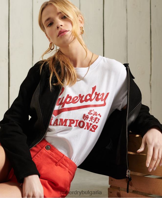Superdry облекло N00H2834 бяло Жени колегиална кали щатска тениска
