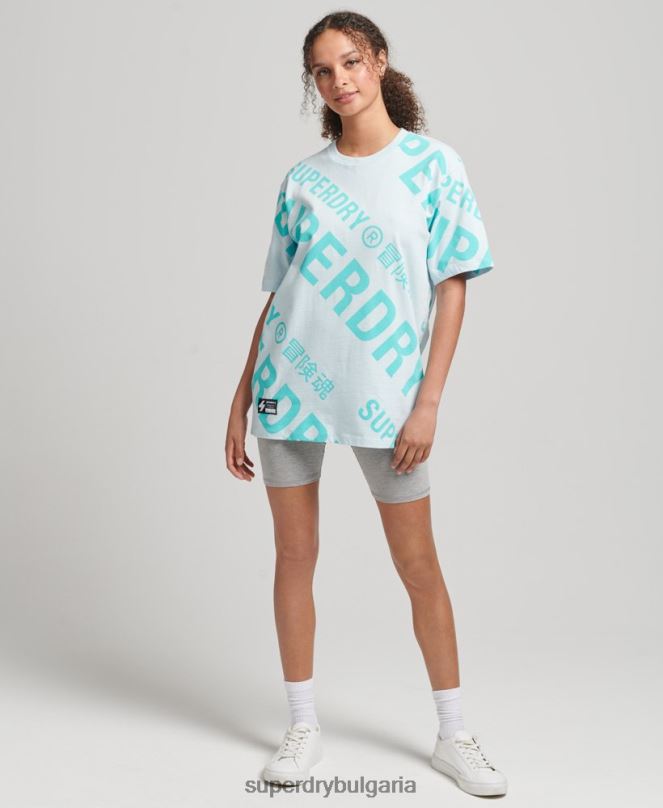 Superdry облекло N00H2835 зелено Жени код основно лого върху цялата тениска с принт