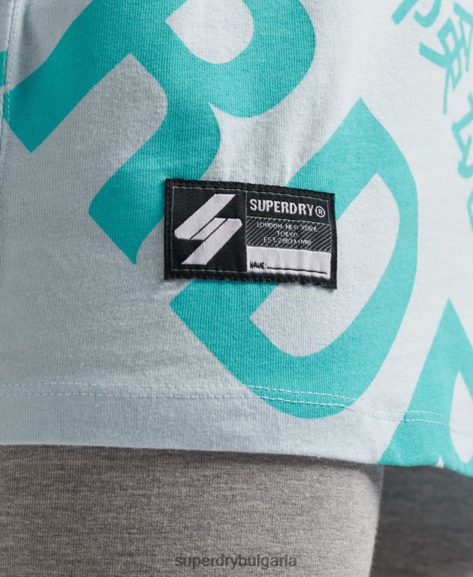 Superdry облекло N00H2835 зелено Жени код основно лого върху цялата тениска с принт