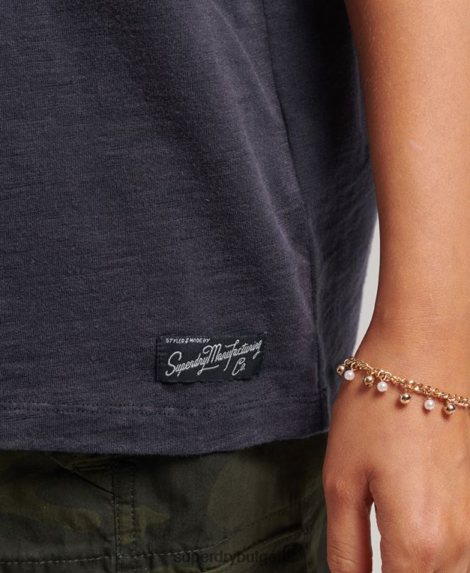 Superdry облекло N00H2836 военноморски флот Жени Свободна тениска с лого на 90-те