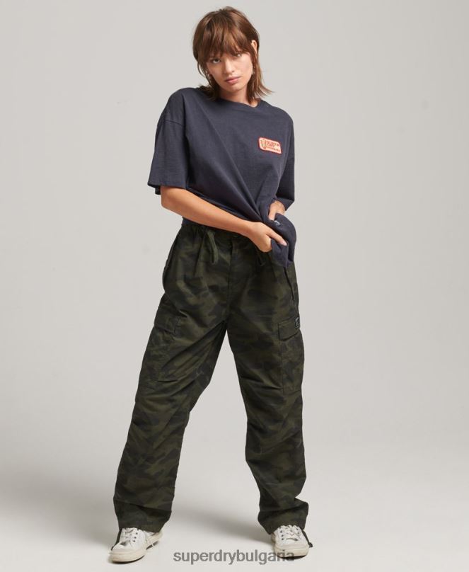 Superdry облекло N00H2836 военноморски флот Жени Свободна тениска с лого на 90-те