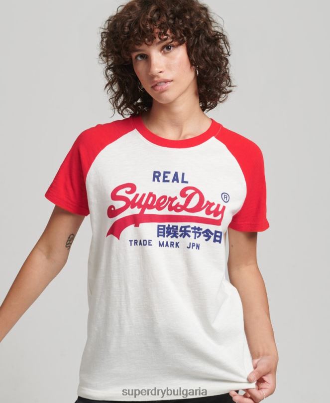 Superdry облекло N00H2837 бяло Жени старинна тениска с лого наследство