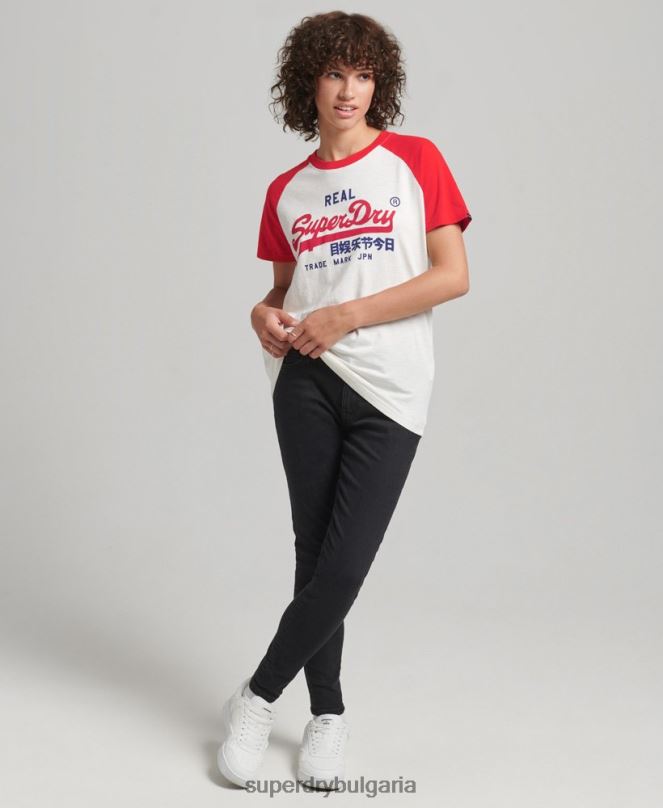 Superdry облекло N00H2837 бяло Жени старинна тениска с лого наследство