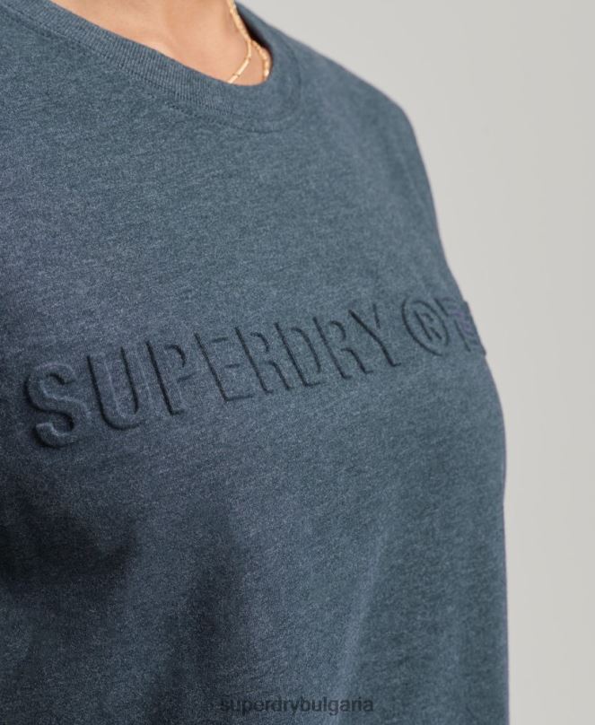 Superdry облекло N00H2841 син Жени тениска с ретро корпоративно лого