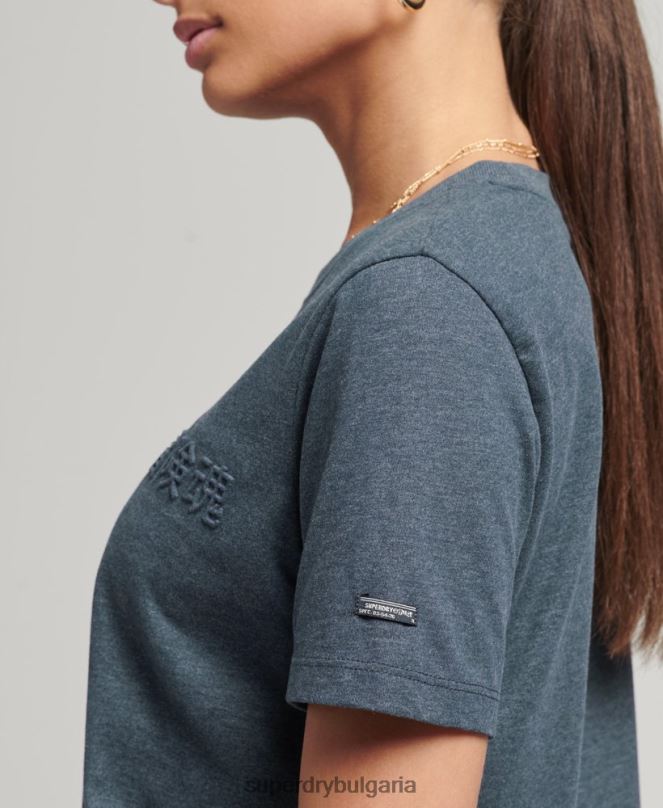 Superdry облекло N00H2841 син Жени тениска с ретро корпоративно лого