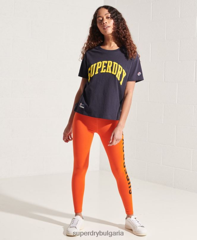 Superdry облекло N00H2842 военноморски флот Жени квадратна тениска с университетска арка