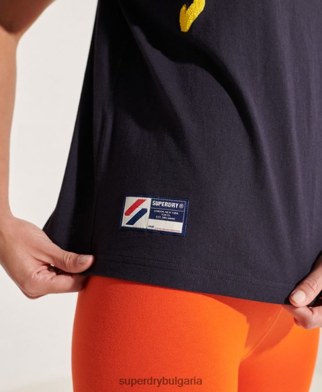 Superdry облекло N00H2842 военноморски флот Жени квадратна тениска с университетска арка