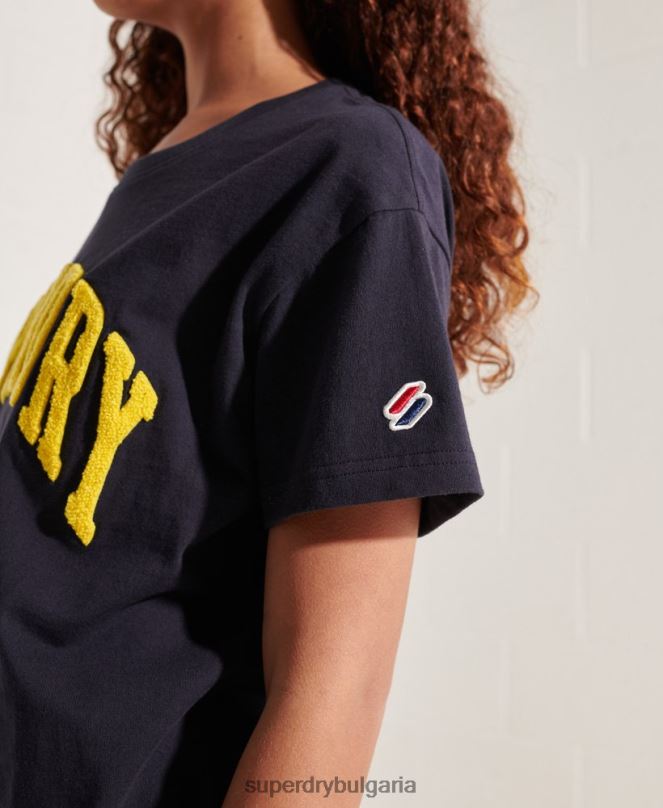 Superdry облекло N00H2842 военноморски флот Жени квадратна тениска с университетска арка