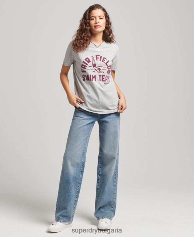 Superdry облекло N00H2846 сиво Жени ретро тениска от моето поколение