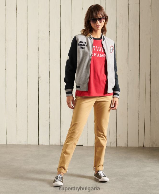Superdry облекло N00H2850 червен Жени тениска на Collegiale ivy League