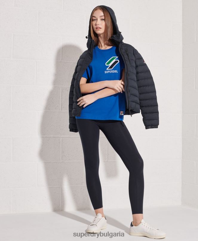 Superdry облекло N00H2851 син Жени спортна тениска от органичен памук от шенил
