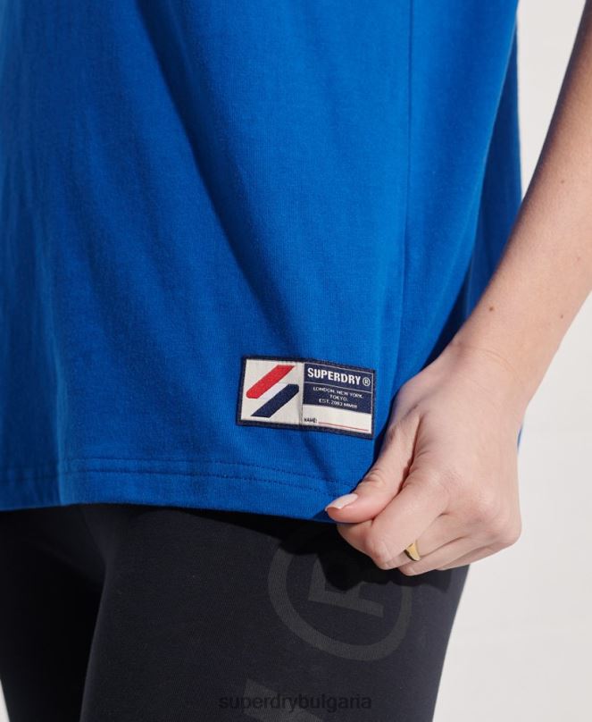 Superdry облекло N00H2851 син Жени спортна тениска от органичен памук от шенил