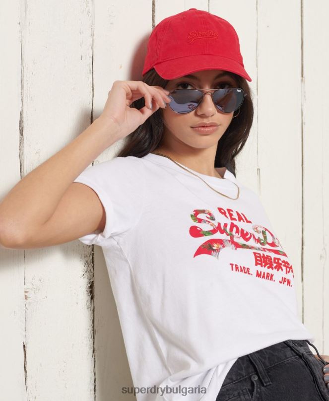 Superdry облекло N00H2852 бяло Жени ретро тениска с лого