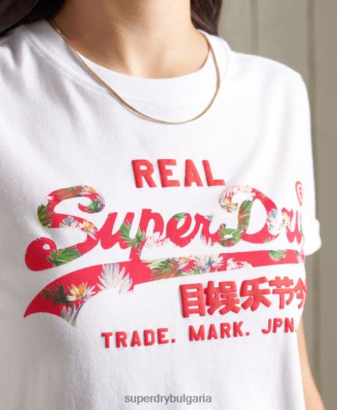 Superdry облекло N00H2852 бяло Жени ретро тениска с лого