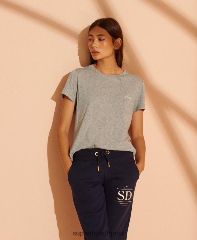 Superdry облекло N00H2853 сиво Жени тениска с кръгло деколте от органичен памук