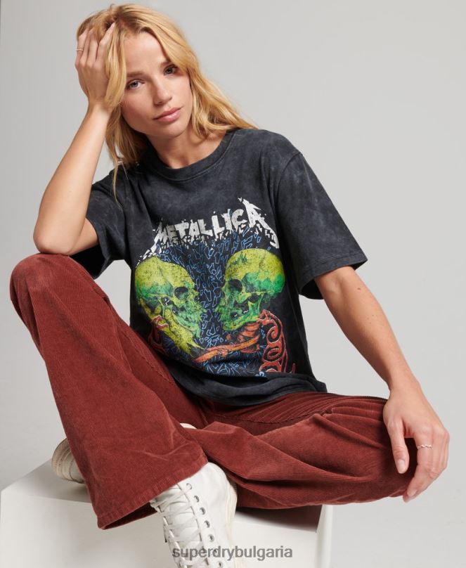 Superdry облекло N00H2855 черен Жени тениска с ограничено издание на групата metallica