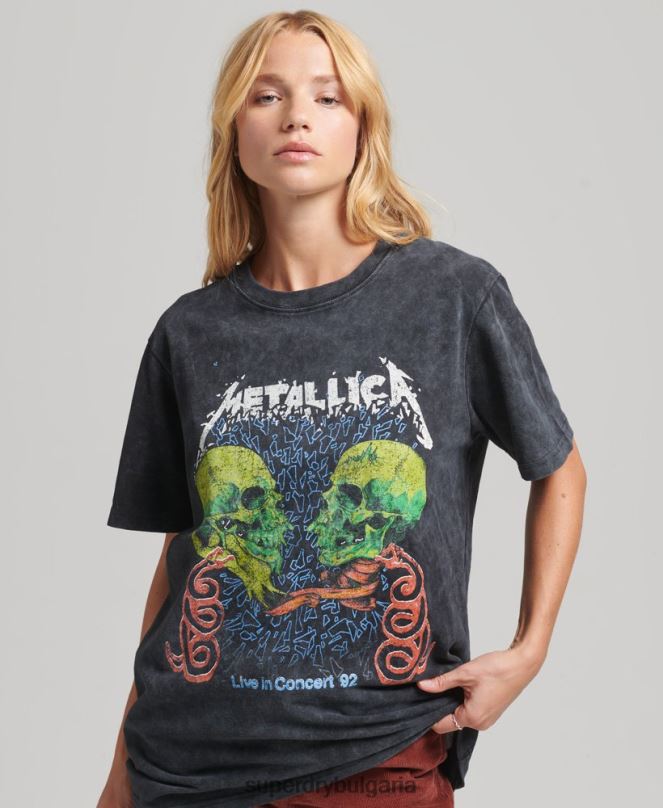 Superdry облекло N00H2855 черен Жени тениска с ограничено издание на групата metallica