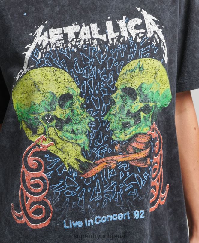 Superdry облекло N00H2855 черен Жени тениска с ограничено издание на групата metallica