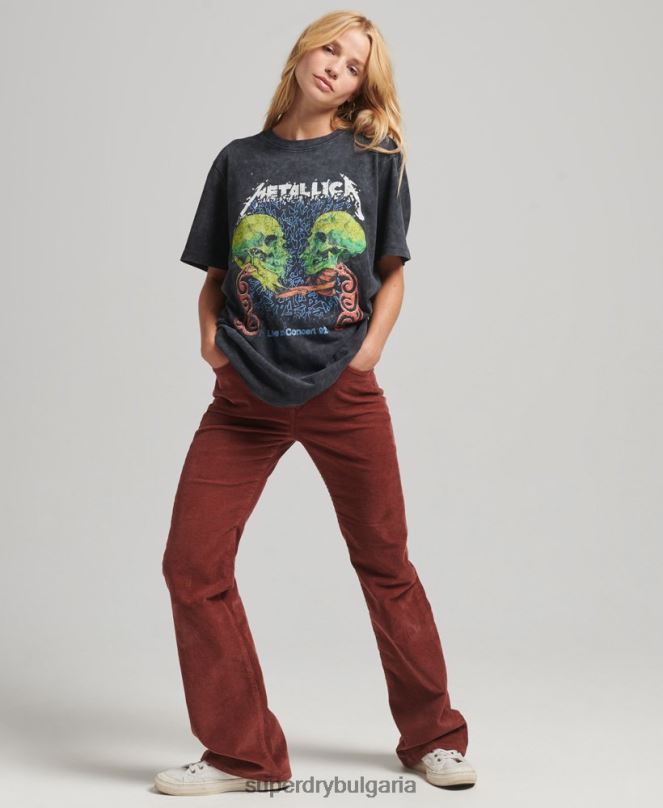 Superdry облекло N00H2855 черен Жени тениска с ограничено издание на групата metallica