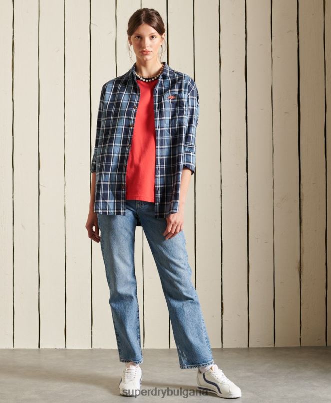 Superdry облекло N00H2857 червен Жени колежанска тениска в стил скрипт