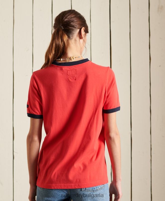 Superdry облекло N00H2857 червен Жени колежанска тениска в стил скрипт