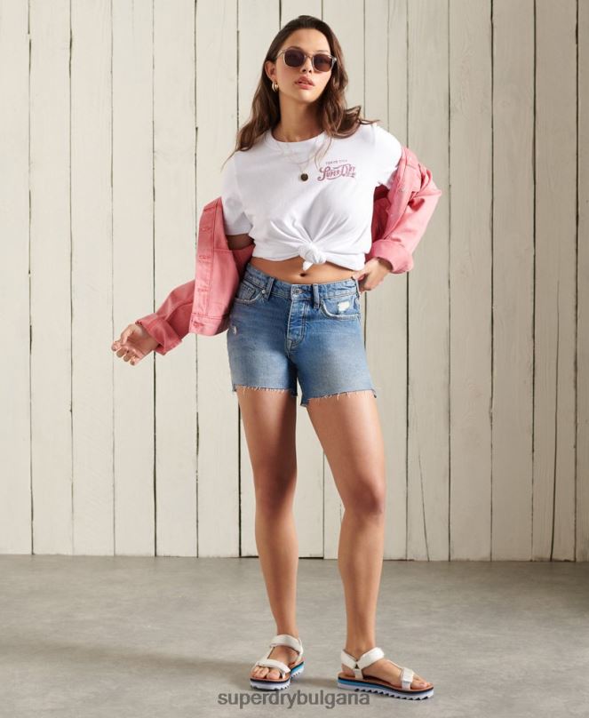 Superdry облекло N00H2859 бяло Жени стандартна тениска с блясък и блясък
