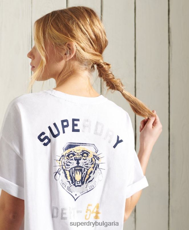 Superdry облекло N00H2860 бяло Жени военен разказ квадратна тениска