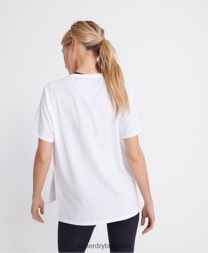 Superdry облекло N00H2865 бяло Жени тренировъчна тениска за фитнес