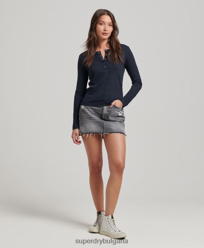 Superdry облекло N00H2869 военноморски флот Жени горна част от трико с дълги ръкави