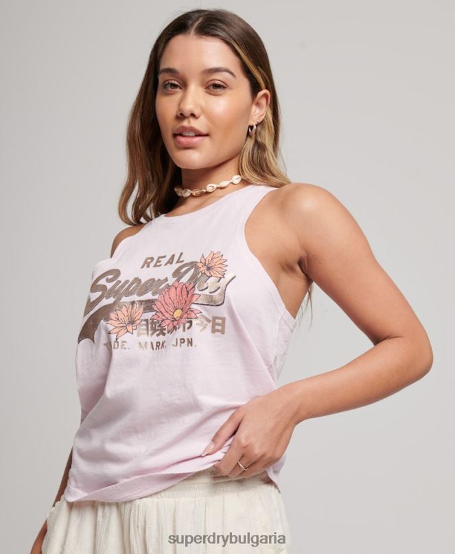 Superdry облекло N00H2879 розово Жени тениска с ретро лого