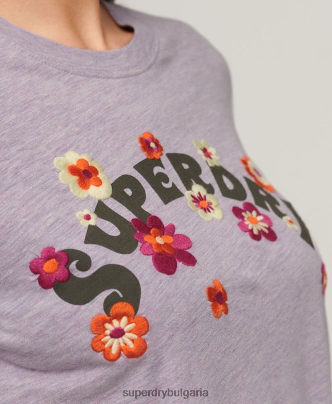 Superdry облекло N00H2885 лилаво Жени Винтидж горнище с носталгия с дълъг ръкав
