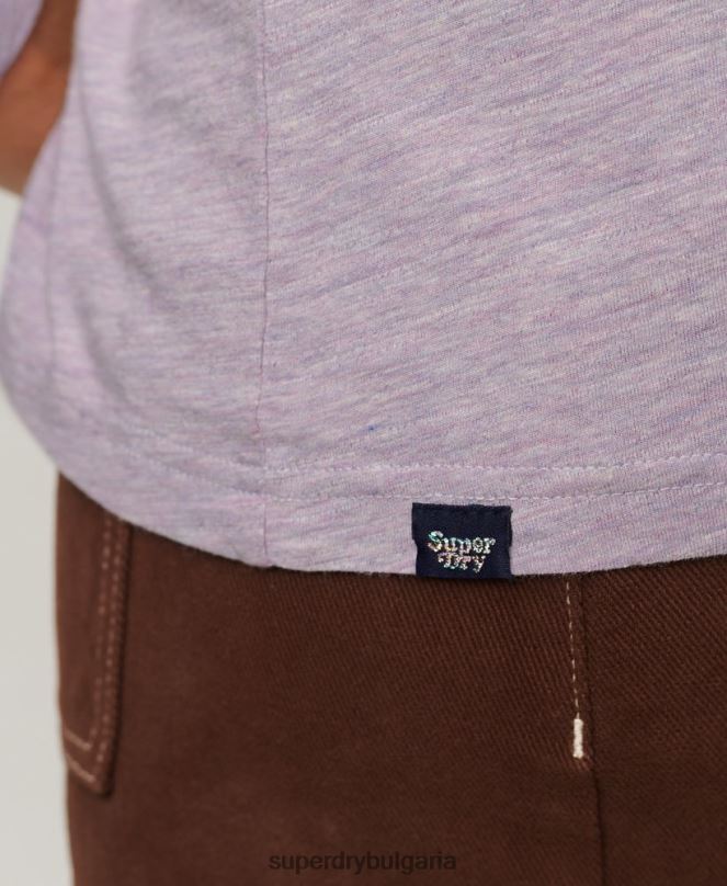 Superdry облекло N00H2885 лилаво Жени Винтидж горнище с носталгия с дълъг ръкав