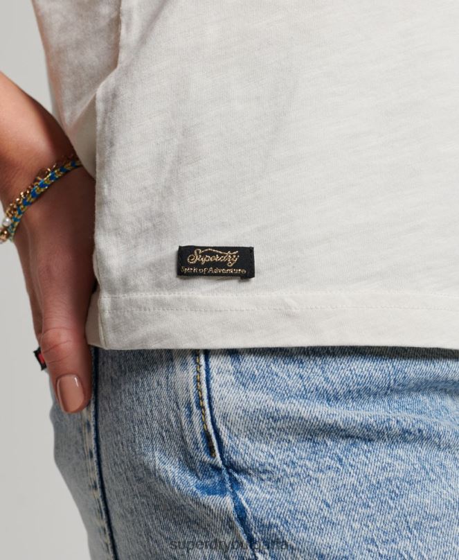 Superdry облекло N00H2928 бяло Жени тениска с ретро лого