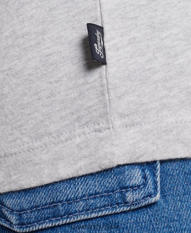 Superdry облекло N00H2971 светло сив Жени горнище с дълъг ръкав с ретро лого от органичен памук